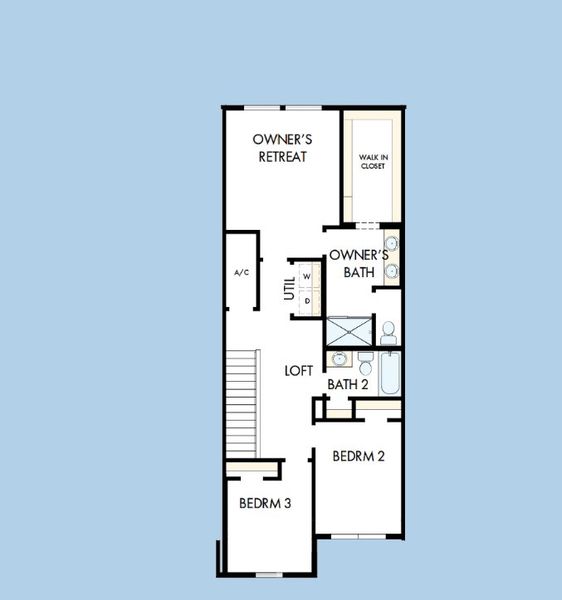 2D floor plan layout of this home in Waterset Townhomes, Apollo Beach, FL (Image 3).