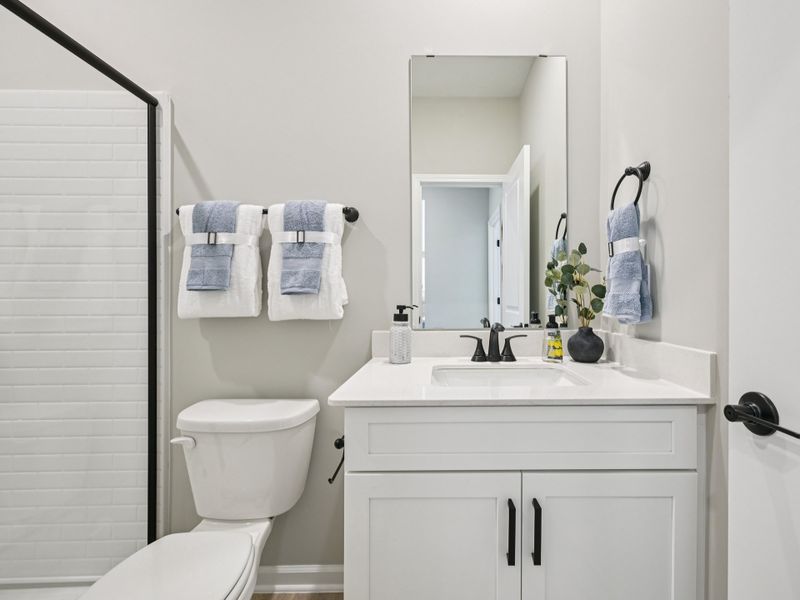 Secondary bathroom in the Johnson floorplan at a Meritage Homes community in Raleigh, NC.