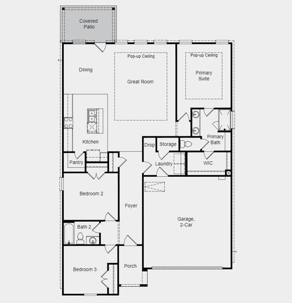 Structural options added include: covered patio and 12" pop up ceiling in gathering room and owner's suite