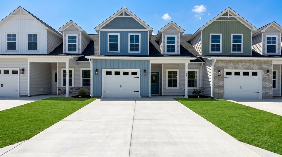 Front exterior of a new home in Autumn Trail, Bolivia, NC, highlighting curb appeal (Image 1). Front exterior of a new home in Autumn Trail, Bolivia, NC, highlighting curb appeal (Image 1).