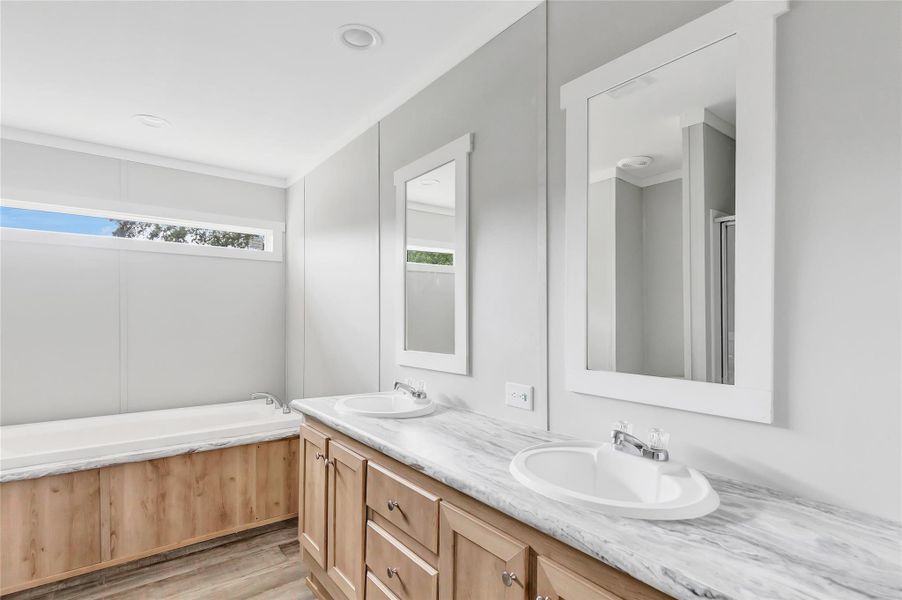 Primary bathroom with separate shower and tub