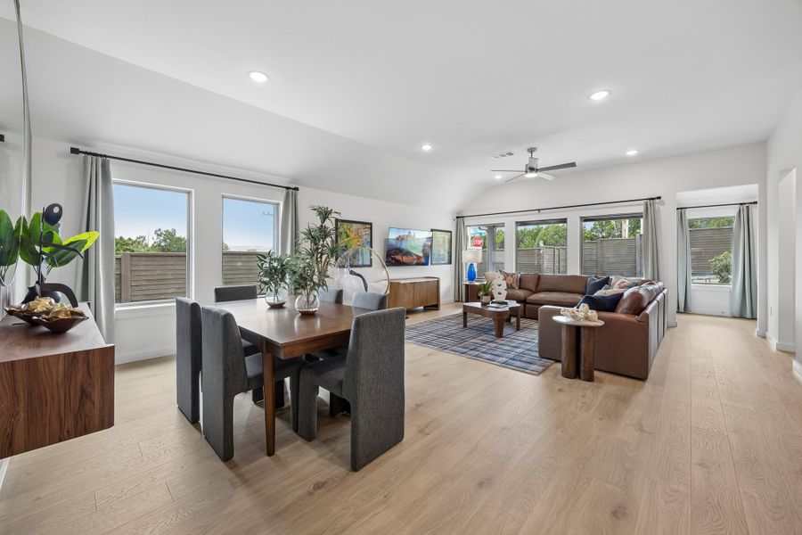Living and Dining Area in the Pecos home plan by Trophy Signature Homes – REPRESENTATIVE PHOTO