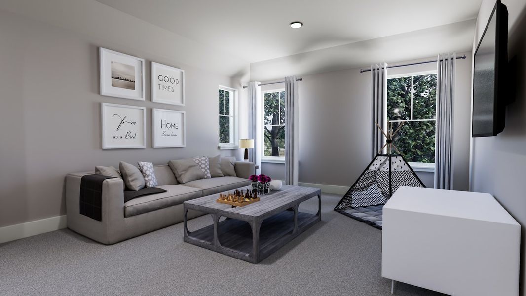Representative furnished interior of a home built from the Dylan by Tri Pointe Homes in Painted Tree, McKinney (Image 6).