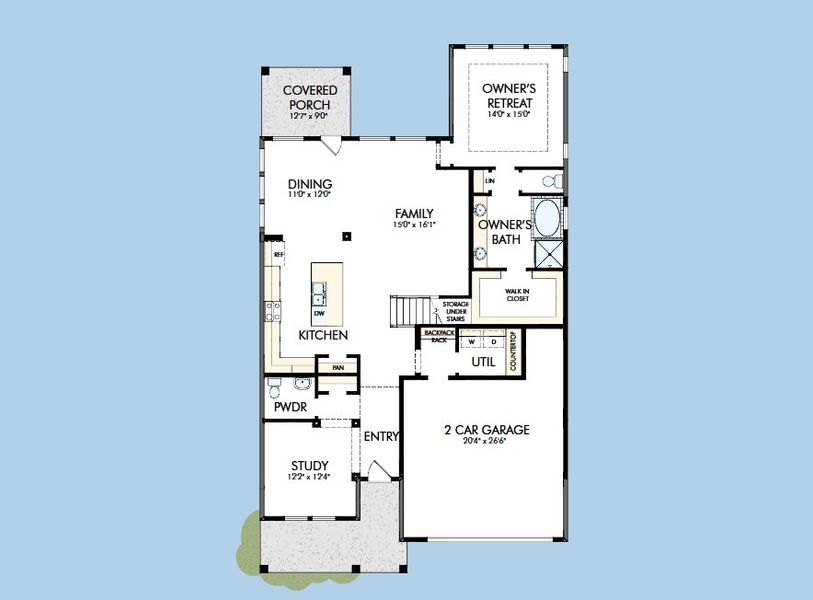 2D floor plan layout for the The Bluebonnet by David Weekley Homes in The George - Enclave Collection, Richmond, TX (Image 3). 2D floor plan layout for the The Bluebonnet by David Weekley Homes in The George - Enclave Collection, Richmond, TX (Image 3).