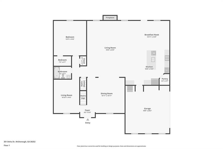 2D floor plan layout of this home in Trinity Park, McDonough, GA (Image 6).