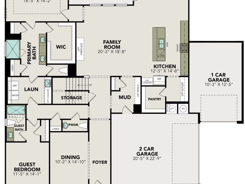 2D floor plan layout of this home in Potranco Oaks, Castroville, TX (Image 2).
