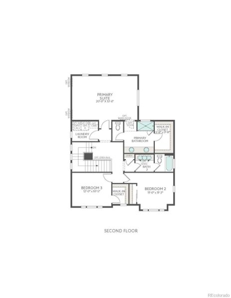 2D floor plan layout of this home in Crescendo at The Aurora Highlands, Aurora, CO (Image 5).