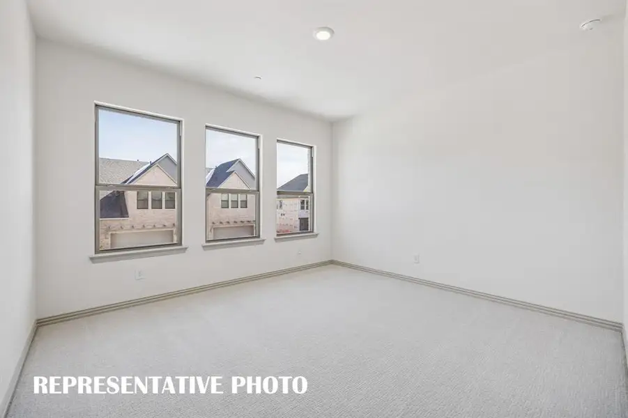 You'll find nicely sized secondary bedrooms in our Eva plan.  REPRESENTATIVE PHOTO