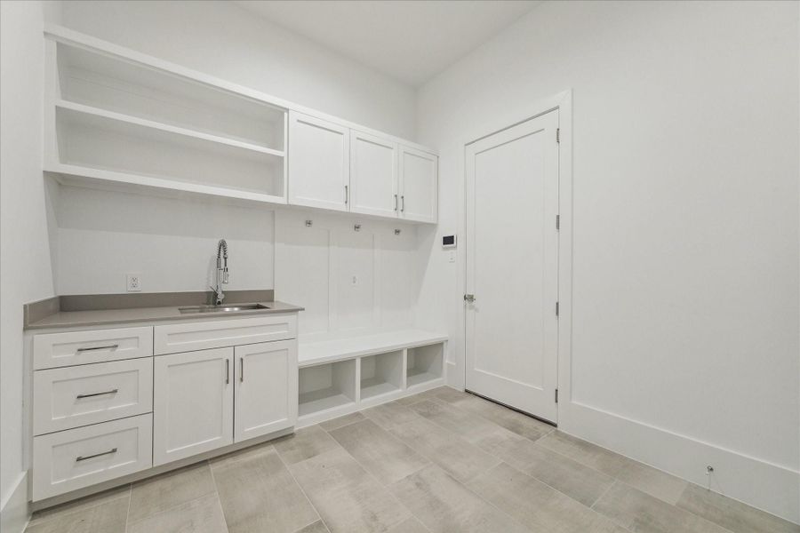 Laundry + Mud Room with seating Laundry + Mud Room with seating