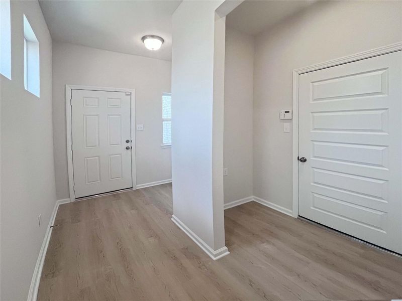 Foyer with Mudroom. Home under construction. Sample floor plan photo used for illustrative purposes only. Upgrades, selections options, windows and colors may vary.