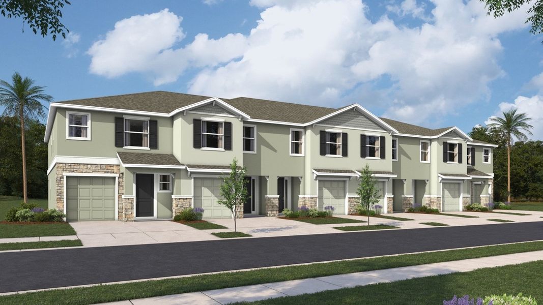 Representative exterior photo of a completed home built from the Addington by D.R. Horton in Sanctuary at Citrus Park Townhomes, Tampa, FL (Image 23). Representative exterior photo of a completed home built from the Addington by D.R. Horton in Sanctuary at Citrus Park Townhomes, Tampa, FL (Image 23).