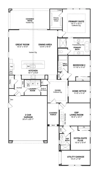 2D floor plan layout for the Nolan ESP by K. Hovnanian® Homes in K. Hovnanian's® Four Seasons at Victory at Verrado, Buckeye, AZ (Image 3).