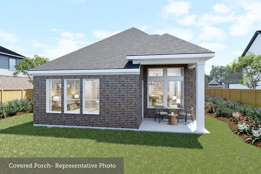 Exterior details and patio area of a home in The Highlands - Grove Collection, Porter (Image 3).