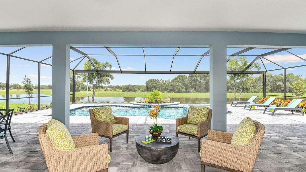 Exterior details and patio area of a home in Grand Palm Real Estate and Homes for Sale in Venice, FL - Neal Communities, Venice (Image 3). Exterior details and patio area of a home in Grand Palm Real Estate and Homes for Sale in Venice, FL - Neal Communities, Venice (Image 3).
