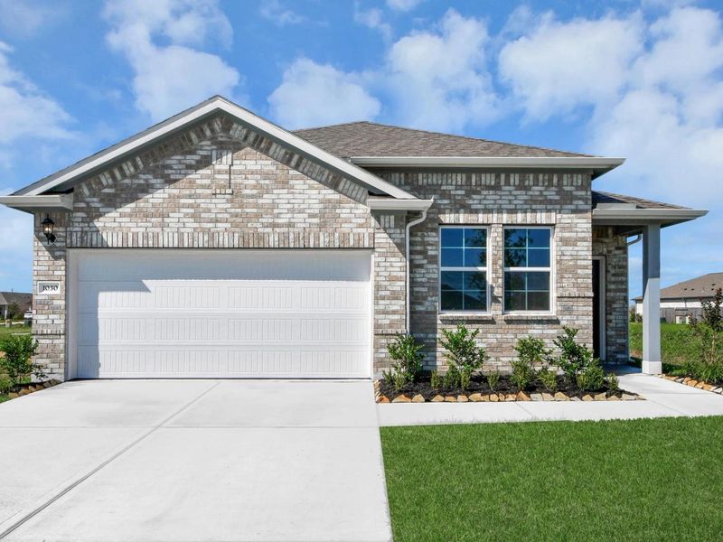 Front exterior of a new home in Emberly, Beasley, TX, highlighting curb appeal (Image 21).
