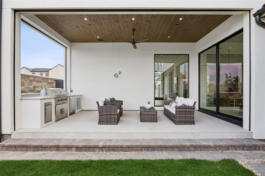 Exterior details and patio area of a home in Avadene at Las Colinas, Irving (Image 27).