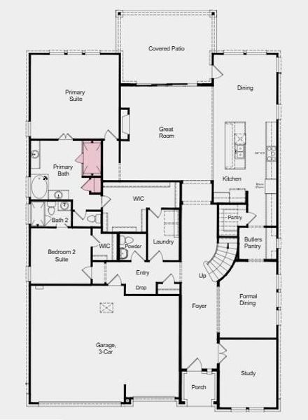 Additional Highlights Include: Spa shower at primary bath, sliding door at great room, and standard railing at half wall. Additional Highlights Include: Spa shower at primary bath, sliding door at great room, and standard railing at half wall.