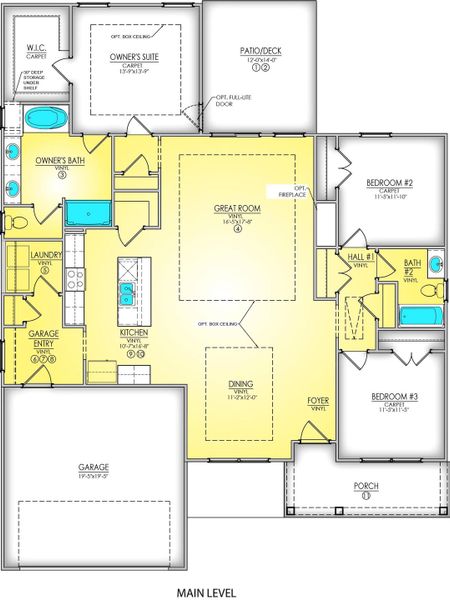 2D floor plan layout of this home in Oak Hollow, Longs, SC (Image 2).