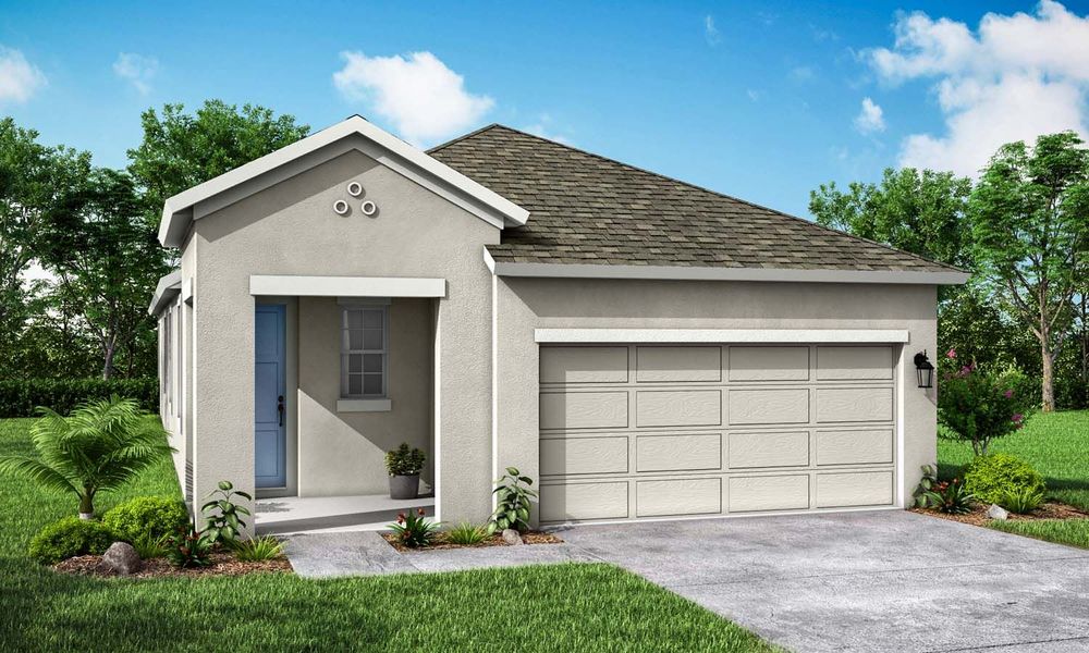 Front exterior of a new home in Myers Estates, Seffner, FL, highlighting curb appeal (Image 24).