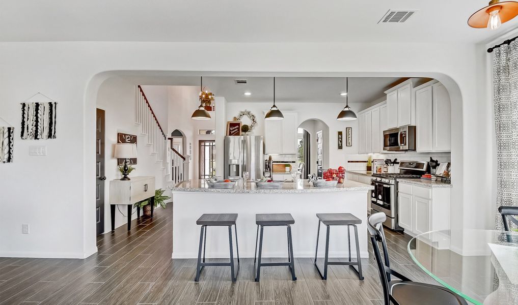 Gourmet kitchen with breakfast bar island