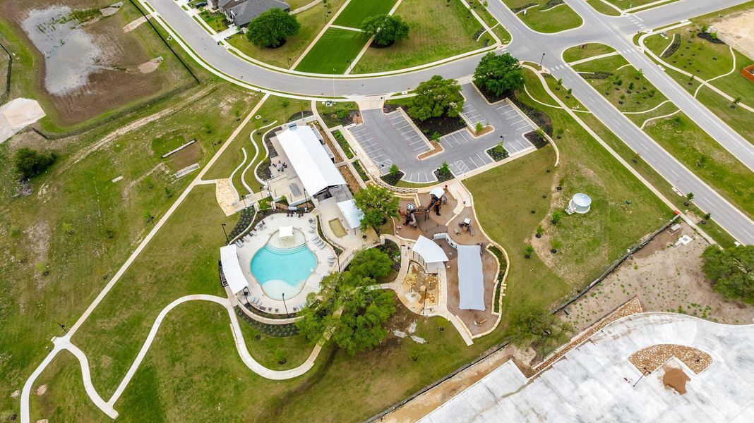Aerial view of a pool area