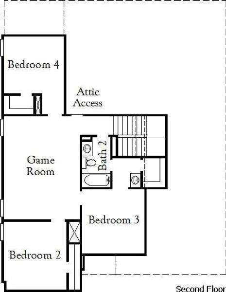 2D floor plan layout of this home in Windrose Green, Angleton, TX (Image 3).