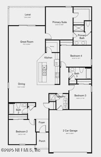 2D floor plan layout of this home in Coopers Meadow, Jacksonville, FL (Image 4).