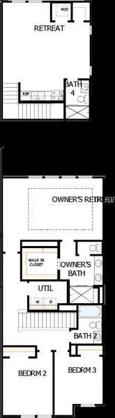 2D floor plan layout of this home in North Creek Village - Townhomes, Huntersville, NC (Image 3).