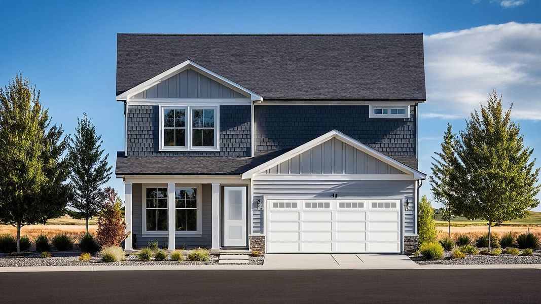 Representative exterior photo of a completed home built from the Elm by View Homes in Aspen Meadows-4, Colorado Springs, CO (Image 2). Representative exterior photo of a completed home built from the Elm by View Homes in Aspen Meadows-4, Colorado Springs, CO (Image 2).