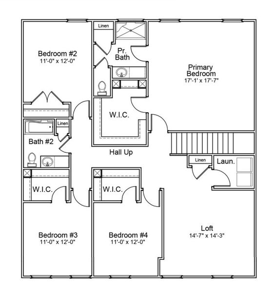 2D floor plan layout for the Telfair - Genesis Value Collection by Mungo Homes in Leander Lee Preserve, Lillington, NC (Image 3).