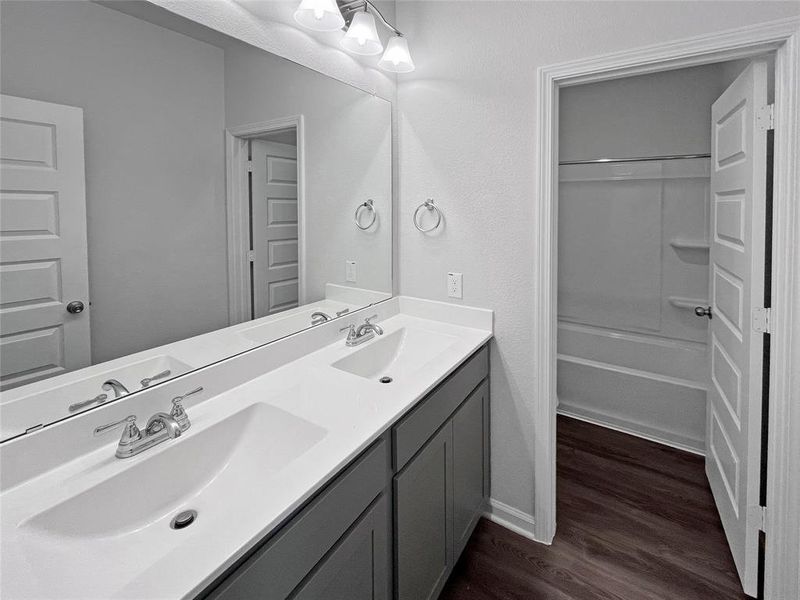 The Sparrow II- Secondary Bathroom. Sample photo used for illustrative purposes only, options/colors will vary.