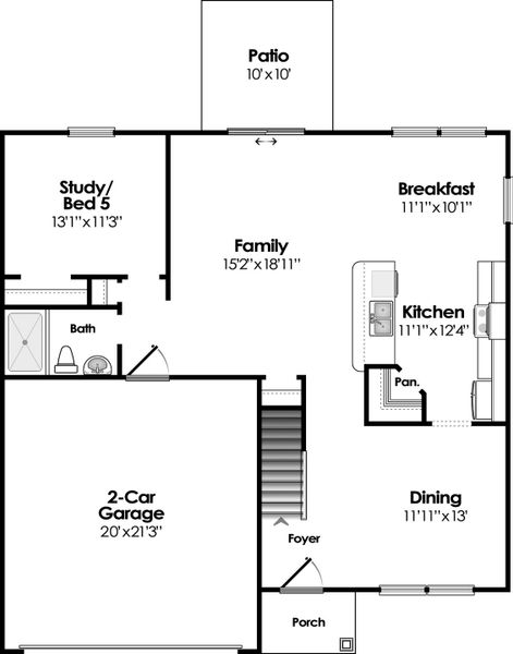 2D floor plan layout of this home in Emanuel Creek, West Columbia, SC (Image 4).