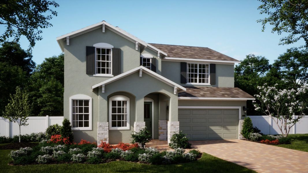 Representative exterior photo of a completed home built from the Newcastle by Risewell Homes in Lake Lincoln, Eustis, FL (Image 22).