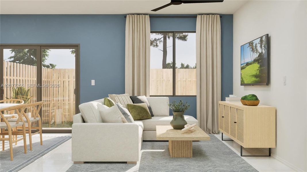 Furnished interior view inside a new home in Sunscapes, Florida City (Image 10). Furnished interior view inside a new home in Sunscapes, Florida City (Image 10).