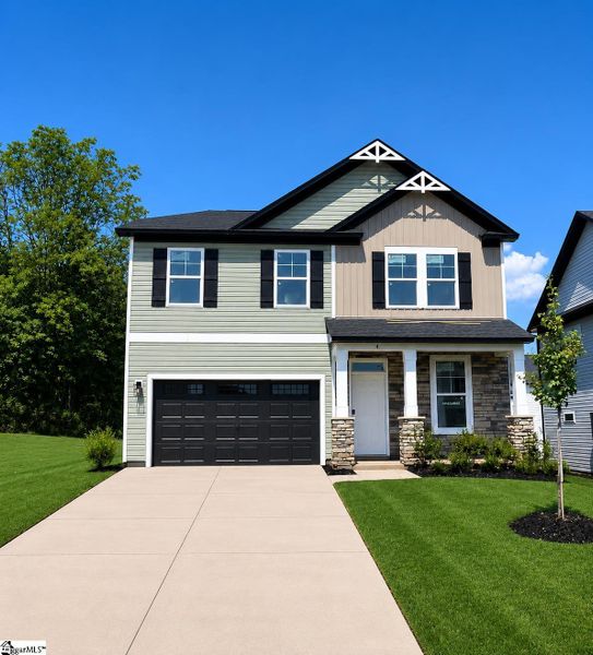 Front exterior of a new home in Sedona, Greenville, SC, highlighting curb appeal (Image 1). Front exterior of a new home in Sedona, Greenville, SC, highlighting curb appeal (Image 1).