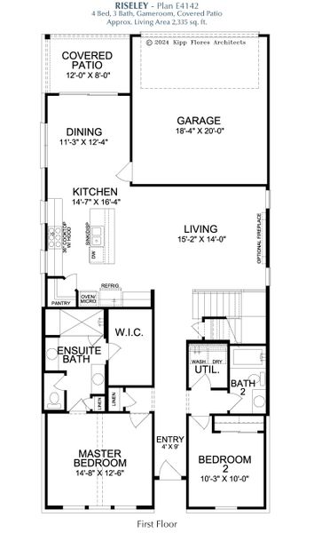 2D floor plan layout for the Riseley by Landon Homes in Fields - East Village, Frisco, TX (Image 5). 2D floor plan layout for the Riseley by Landon Homes in Fields - East Village, Frisco, TX (Image 5).
