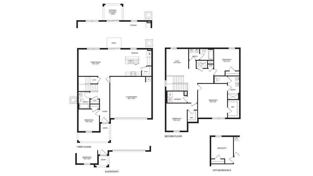 2D floor plan layout for the Riviera by D.R. Horton in Fox Branch, Lakeland, FL (Image 3).