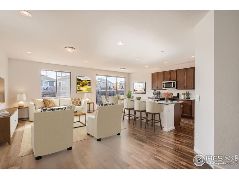 Kitchen, dining and great room Kitchen, dining and great room