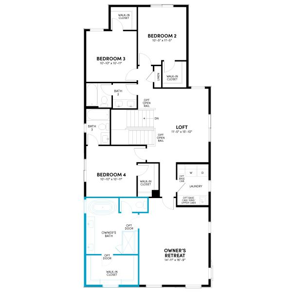 2D floor plan layout for the Spark Four by Brookfield Residential in Spark at Uplands, Westminster, CO (Image 8). 2D floor plan layout for the Spark Four by Brookfield Residential in Spark at Uplands, Westminster, CO (Image 8).