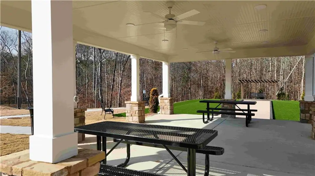 Exterior details and patio area of a home in Kingston Cove, Auburn (Image 4). Exterior details and patio area of a home in Kingston Cove, Auburn (Image 4).