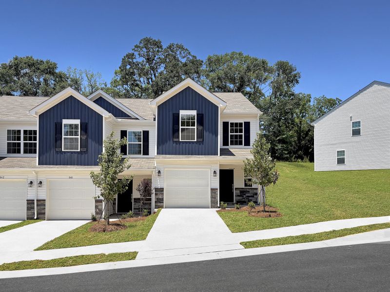 Front exterior of a new home in Mahaffey Place, Spartanburg, SC, highlighting curb appeal (Image 1). Front exterior of a new home in Mahaffey Place, Spartanburg, SC, highlighting curb appeal (Image 1).