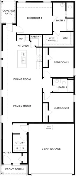 2D floor plan layout of this home in Wildcat Ranch, Crandall, TX (Image 2).