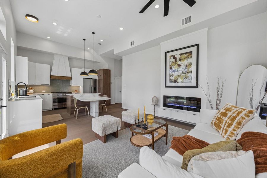 Open concept living and kitchen spaces thoughtfully designed for effortless everyday living and entertaining. Open concept living and kitchen spaces thoughtfully designed for effortless everyday living and entertaining.