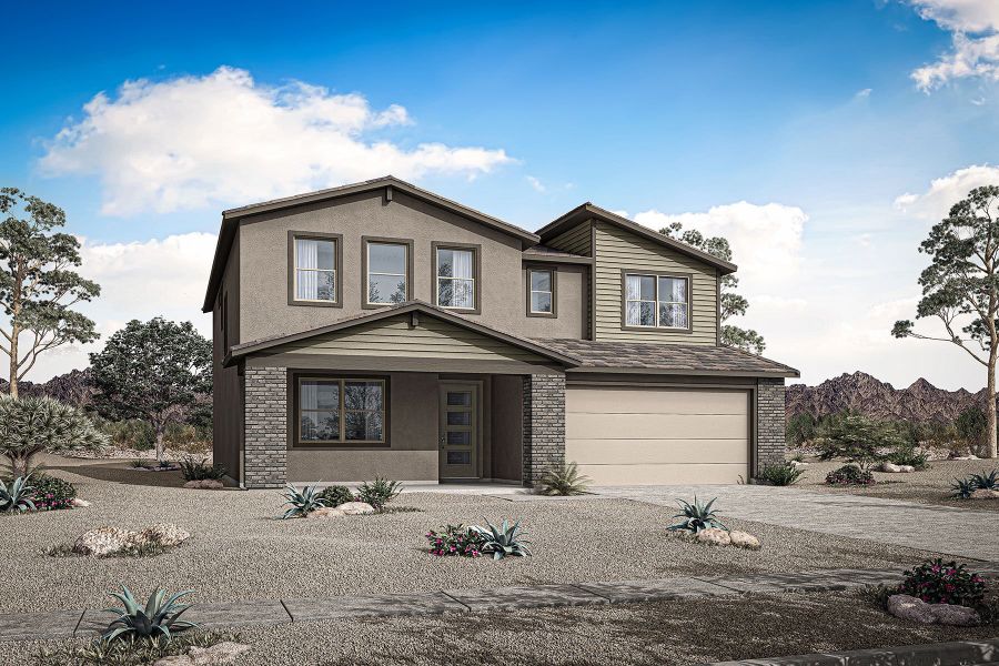 Representative exterior photo of a completed home built from the Lagoon by Mattamy Homes in Tierra Vistoso, Surprise, AZ (Image 2).