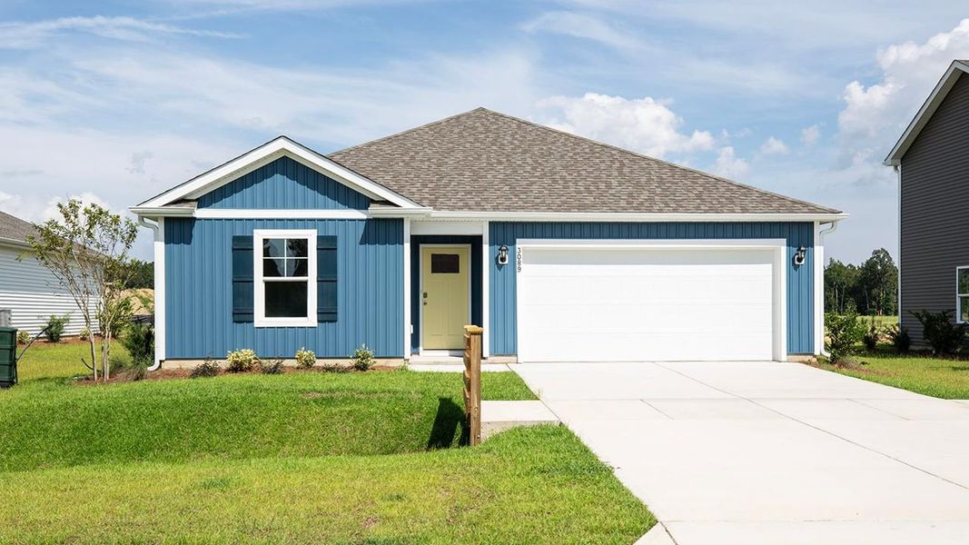 Front exterior of a new home in Halls Landing, Bolivia, NC, highlighting curb appeal (Image 1). Front exterior of a new home in Halls Landing, Bolivia, NC, highlighting curb appeal (Image 1).