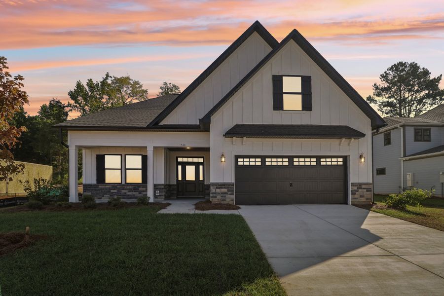 Representative exterior photo of a completed home built from the Audrey II by Great Southern Homes in Collins Cove, Chapin, SC (Image 33).