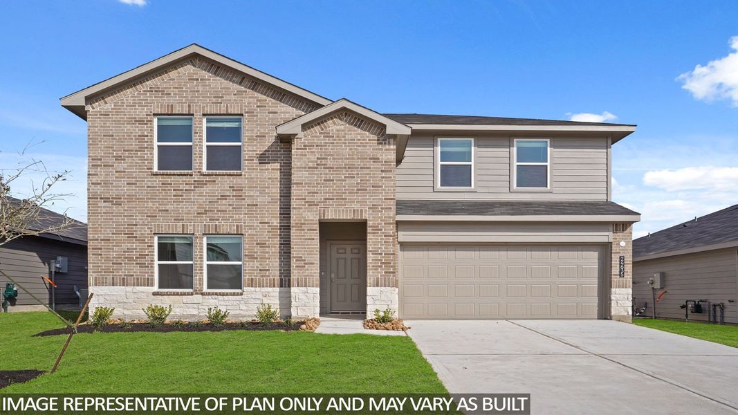 Representative exterior photo of a completed home built from the Perry by D.R. Horton in Grand Pines, Magnolia, TX (Image 19). Representative exterior photo of a completed home built from the Perry by D.R. Horton in Grand Pines, Magnolia, TX (Image 19).