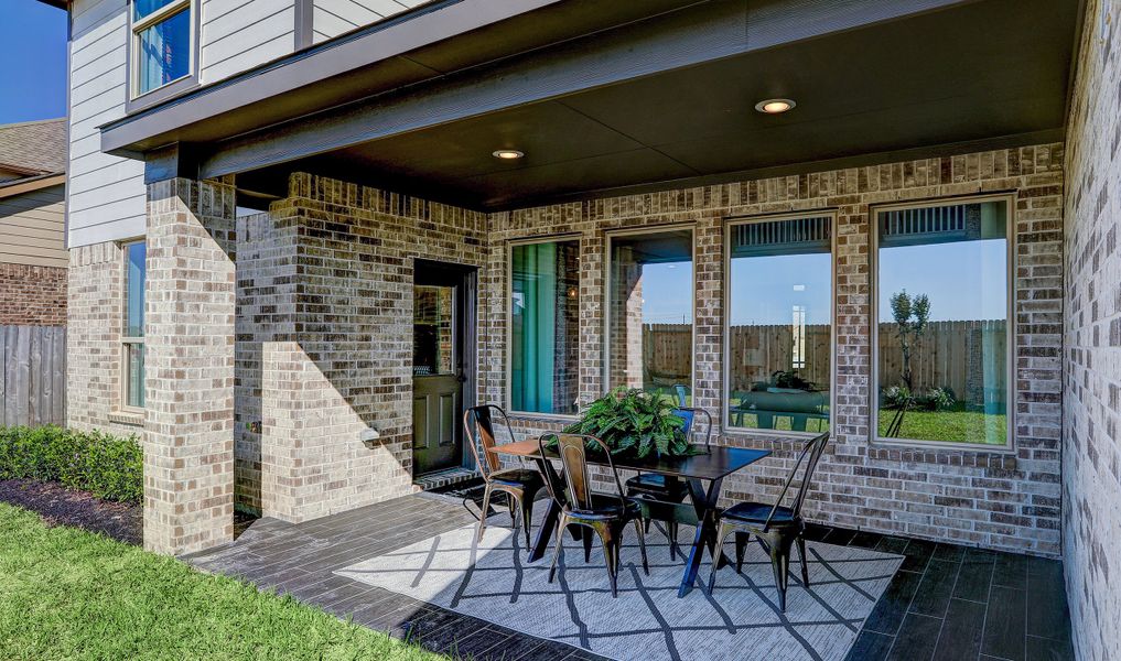 Covered patio in backyard