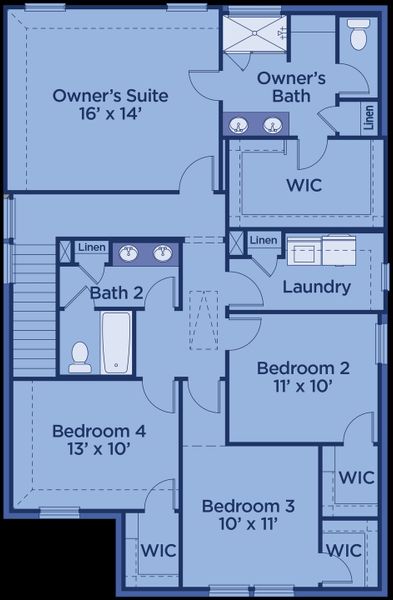 2D floor plan layout for the Kingston by UnionMain Homes in Elevon, Lavon, TX (Image 6).