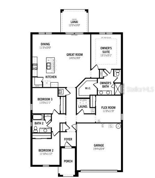 2D floor plan layout of this home in Windwater, Parrish, FL (Image 4).